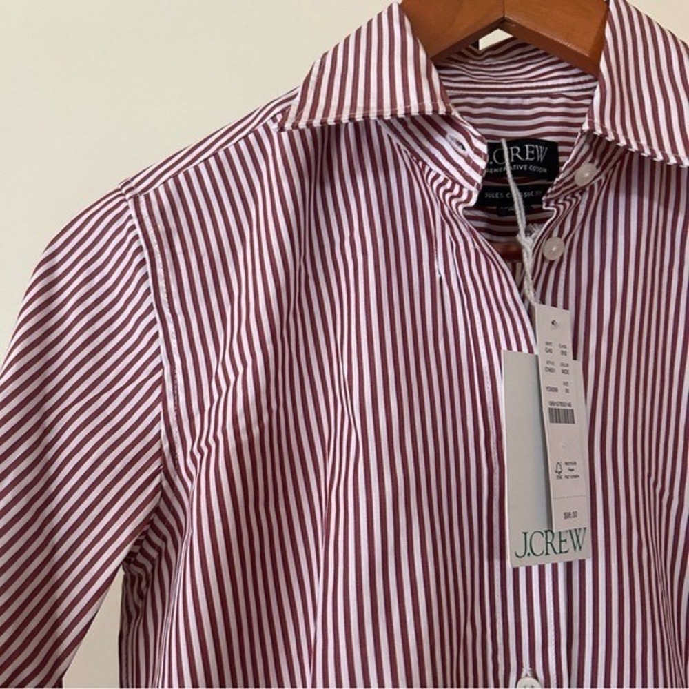 J. Crew Red and White Striped Button-Down Shirt - Picture 2 of 7